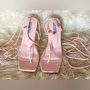 Vintage Cape Robbin Pink Strappy Heels Clear PVC Square Toe size 10